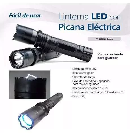 Linterna LED DOBLE FUNCIÓN - CON PICANA ELECTRICA - Recargable